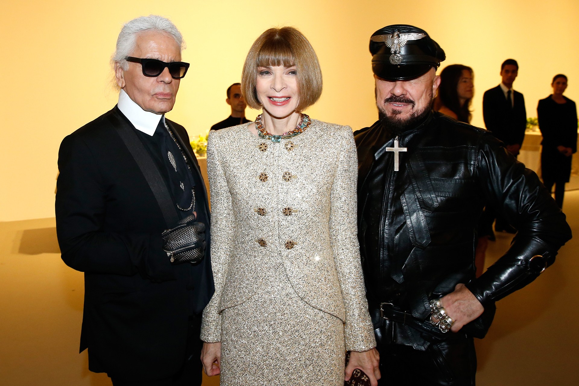 Peter Marino com Karl Lagerfeld e Anna Wintour