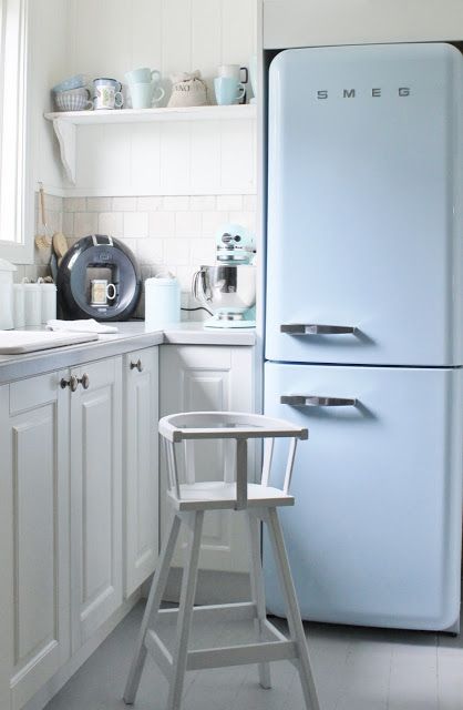 smeg geladeira azul pastel